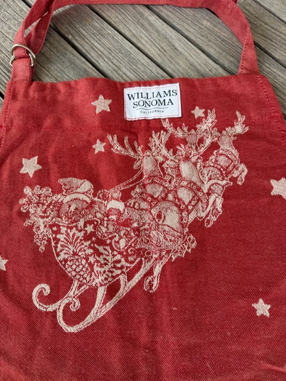 Williams-Sonoma Twas The Night Before Christmas Jacquard Apron Red White NWT OS